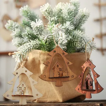 DIY din Lemn de Arbore de Pandantiv Creative Gol Pom de Crăciun Agățat Ornamente de crăciun copac Pandantiv adornos de navidad 2019 Cadou