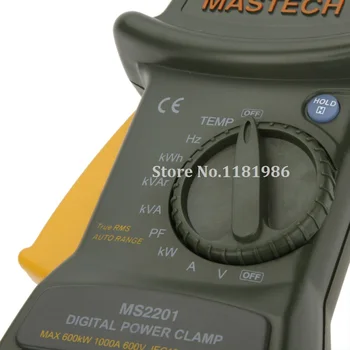 MASTECH MS2201 True RMS Auto Gama Digital Power Clamp Metru Wattmeter Factor de Putere Metru Ampermetru Voltmetru Watt Metru