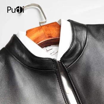 PUDI MT817 2018 Bărbați noua moda jachete de piele de oaie solid cu guler de turn-down toamna iarna casual uza