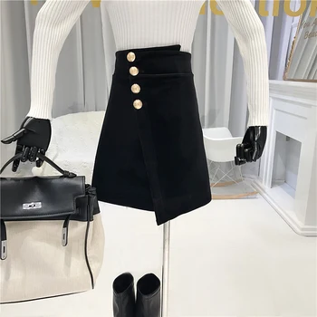 Fusta Femei 2020 Toamna Noua Moda de Talie Mare Negru Neregulate Fusta a - Line Stil coreean Fuste Femei Streetwear