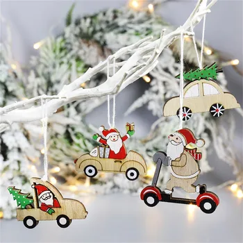 Decor de craciun desene animate de lemn Moș Crăciun cerb pandantiv Crăciun Crăciun Crăciun Obiecte de Decoratiuni de Vacanță#w