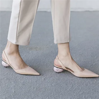 VERCONAS Femei din Piele Sandale Papuci de casă Subliniat de la Picior Toc Gros Pantofi Mary Jane Bal Pompe de Vara Elegante, Pantofi de Femeie