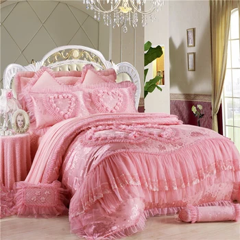 Lenjerie de pat de lux set roz,roșu, lenjerie de pat 4/6/9pcs/set carpetă acopere set princess pat răspândit carpetă acopere 2019 pat pentru nunta