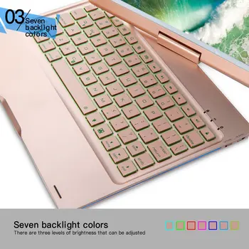Tastatura din aluminiu cu Bluetooth cu Rotirea Caz Acoperire Colorate de Lumină de Respirație pentru IPad Air/iPad Air2/iPad Pro9.7/217 Noul IPad