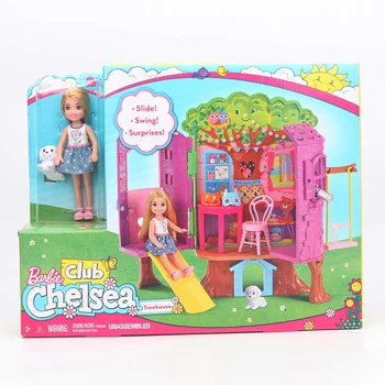 Original Papusa Barbie Jucarii Barbie Club Chelsea Kelly Casă în Copac Cutie DIY Barbie Boneca Set Modelul Păpuși Pentru Fete FPF83