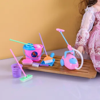 9Pcs Pretinde a Juca Jucărie Mini Simulare de Curățare Acasă Setul de Unelte,Aspirator, Mop, Mătură Instrumente Jucarii papusa pentru Copii Cadouri