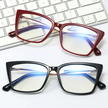 Peekaboo TR90 anti blue light ochelari pentru femei, cadru pătrat jumătate metal optice rama de ochelari pentru femei obiectiv clar transparent