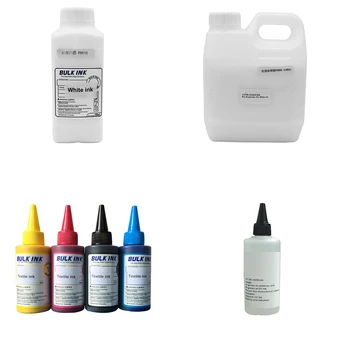4 Culori X 100ml textile cerneală + 1 buc X 1000ml cerneală albă + 1 buc X 1000ml cerneală albă agent de fixare + 1 buc X 100 ml lichid de curățare