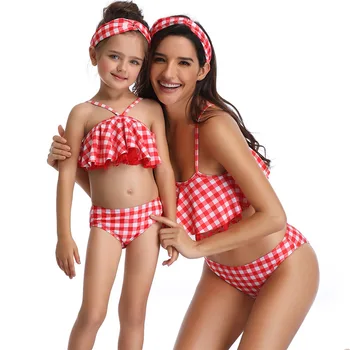 Mami și cu mine costume de baie, mama fiica carouri costume de baie de înaltă așteptați de familie haine de potrivire pentru copii mama uite haine set bikini rochii