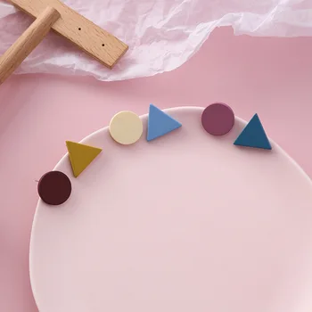 2020 Moda Proaspete Geometrice de Culoare de Contrast Triunghi rotund Combinație Stud Cercei Cerc Simplu Acrilic Fată Drăguță Bijuterii