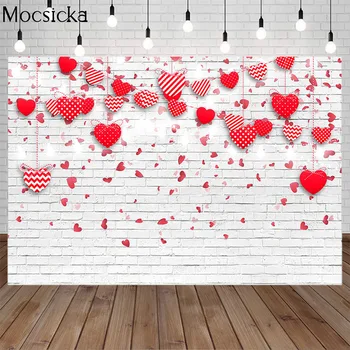 Mocsicka Ziua Îndrăgostiților Fotografie de Fundal de Dragoste Inima Perete de Cărămidă de Nunta Mireasa Duș Decor Romantic Decor Petrecere