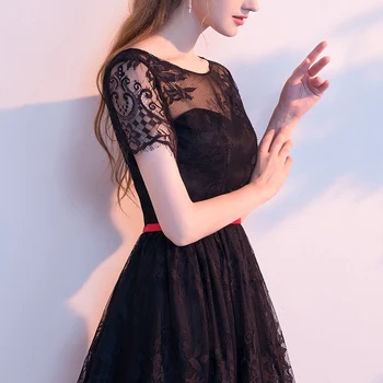 Halat de petrecere Neagra Eleganta Slim Ceai de Lungime O-Gât vestido de festa rochie de seara cu Aplicatii Rochii de bal rochii de bal