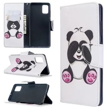 Panda Fluture Fata Toc Pentru Samsung Galaxy A41 A51 A71 A70E A01 A11 A21 A31 Nota 20 Pro S20 Ultra Plus Flip Fata Geanta E07G