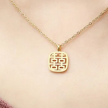 Caractere Chinezești Fonturi Coliere Din Fericire Chineză Înseamnă Lucruri Fericite Argint 925 Pandantiv Coliere