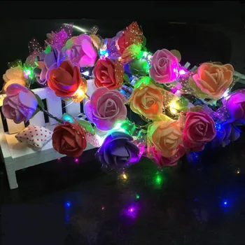Copii Fete Stralucitoare Lumina-Up Voal de Flori cu Bandă de susținere LED Intermitent Grland Coroană de Păr Banda de Petrecere Păr Halloween