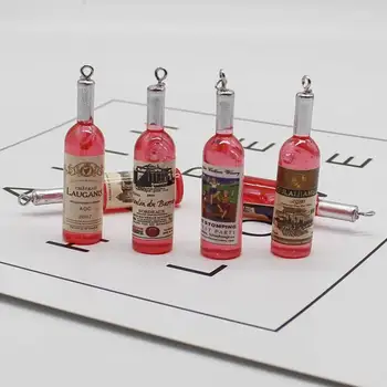 5pcs simulare distractiv vin roșu pahar de cocktail cercei pandantiv breloc DIY personalitate creatoare pandantiv decorativ de rășină bijuterii
