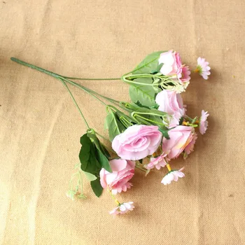 1 ramură de Fals Trandafiri de Mătase Artificială Buchet de Flori pentru Nunta Acasă de Ziua DIY Decorare Alb Artificiale Flori Margarete