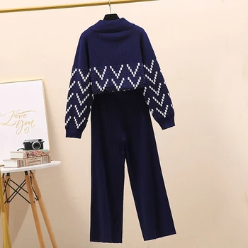 2020 toamna iarna Set de Două Piese Femei Tricot pulover Crop Top Set de Pantaloni de Trening femei costume suprapuse jambiere ansamblu femme
