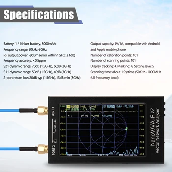 S-O-O-2 Antena Analizor NanoVNA-F V2 4.3 Inch IPS LCD Display Analizor Vectorial de Retea de unde Scurte HF VHF UHF Analizor de Rețea