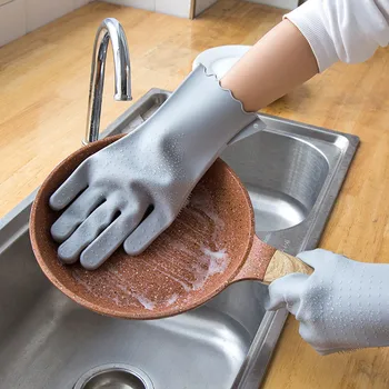 Magic Silicon Reutilizabile Mănuși Perie de Curatare Epurator Mănuși Rezistente la Căldură Pentru Spălare de Vase de Curățare Companie de Ingrijire a Parului perie de curățare