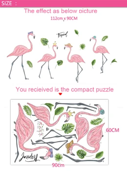 DIY Frunză Verde Flamingo Autocolant de Perete de Arta de Decorare Perete din PVC Fata de Copil de Cameră Decor Autocollant Murală Muurstickers