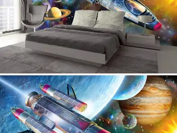 Personalizată nouă pictură murală mare tapet 3D de Desene animate Nordic moderne spacecraf camere de copii murală TV perete decor adânc 5D relief