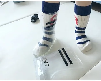 Transparent Hig-genunchi Cizme de Ploaie Femei Șosete Platforma Tocuri Plat Copiii din PVC Impermeabil Drumeții Glezna Mature Cizme Femei Pantofi