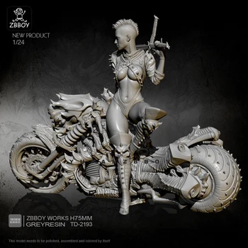 1/24 Rășină Figura Kituri punk machine foc motocicleta de sex feminin spadasin auto-asamblate TD-2193