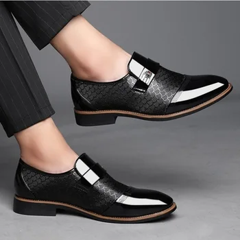 Barbati Din Piele Pantofi Rochie Oameni De Afaceri De Moda Plat Pantofi De Nunta Mens Formale Pantofi Casual Pantofi Oxfords Pentru Omul De Dimensiuni Mari 38-48