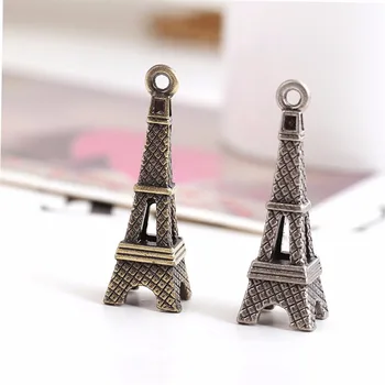 3pcs Antic de Bronz/Argint Turnul Eiffel Farmece Pandantive Conector Pentru Bratara Colier DIY Accesorii Bijuterii Handmade