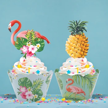 24buc/set Hârtie Ambalaje Cupcake Flamingo Ananas Tort Toppers DIY Petrecere Copil de Dus Fericit Ziua de nastere Decoratiuni Petrecere Consumabile