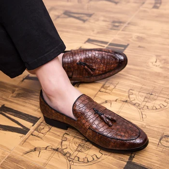 Retro model crocodil barbati pantofi de brand de lux piele de sarpe ciucure formale de piele de sex masculin încălțăminte italiană designer de pantofi oxford barbati