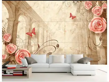 Fotografie 3d wallpaper 3d personalizat picturi murale romantic European coloane de marmură de televiziune canapea stabilirea picturi murale tapet
