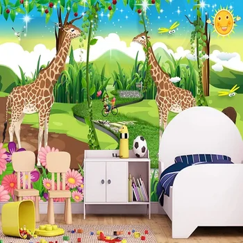 Noi Personalizate 3D pictura Murala Mare Tapet Original peisaj parc de animale desen animat girafa copii, camera TV de Fundal living, Dormitor