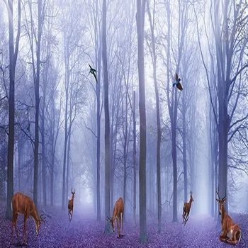 Personalizat Mari Murale 3D Tapet Violet Pădure Elan Peisaj Pictura pe Perete Camera de zi cu TV, Canapea Dormitor Papel De Parede imagini de Fundal