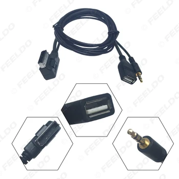 FEELDO 10buc Masina Muzica Audio de 3,5 mm AUX Cablu AMI/MDI/MMI Interface USB+Incarcator Pentru Audi Volkswagen Fir Adaptor de #MX6209