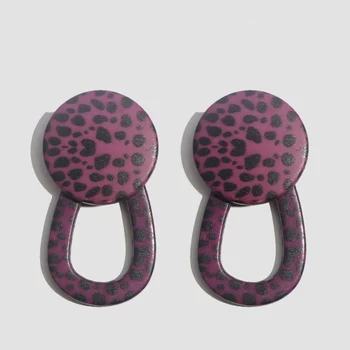 Flatfoosie Moda Geometrice Leopard Stud Cercei Pentru Femeile Boho Rotund Vintage Rășină Mult Declarație Cercel 2019 Petrecere Bijuterii