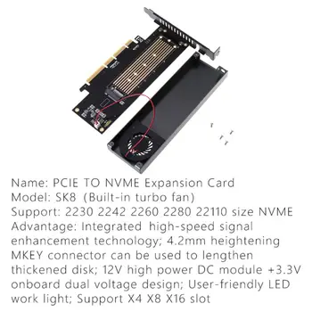 M. 2 NVMe Adaptor pentru PCIE3.0 GEN3 M. 3 Built-in Ventilator Turbo pentru 2230-22110 NVME Card