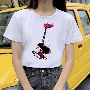 Fată frumoasă mica tipărite tricou femei 90 Graphic T-shirt Harajuku Topuri Tricou Drăguț Scurt Maneca tricou animal de sex Feminin Tricouri