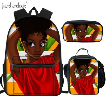 Jackherelook Afro Doamna Fata Africa Femeile Școală Saci de Moda Adolescenti 3pcs/set Ghiozdane Rucsac Functional Rucsaci Mochilas