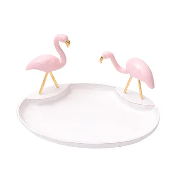 Ceramică Organizator Machiaj Stil Nordic Caseta de Bijuterii Doi flamingo Inel Ruj Cosmetice Organizator Lănțișor de Afișare Organizator