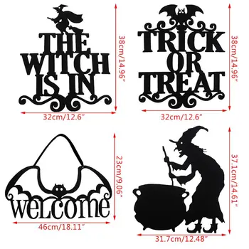 1/4buc Vrăjitoarea Este În Trick or Treat Halloween Semnul Agățat de Perete Ușa Decoratin M68E