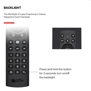 G20S Pro cu iluminare din spate Wireless Air Mouse IR de Învățare 2.4 G Giroscop Voce Inteligent de Control de la Distanță, Potrivit pentru TOX1 Android TV