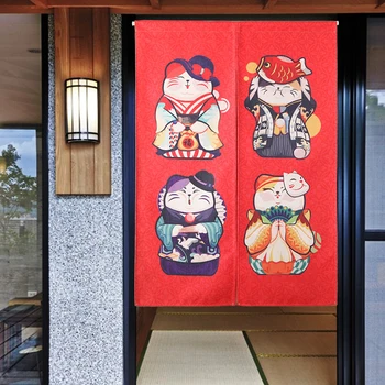 Stil japonez cat noroc cortina ușii jumătate bucatarie cârpă lenjerie de pat din bumbac dormitor partiție mică fereastră perdea de decor acasă