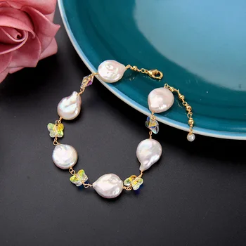 BALANBIU Drăguț Unic de Perle de Cultură de Flori Bratari Pentru Femei Cadouri de Culoare de Aur din Aliaj de Lanțuri 2021 Moda Bijuterii en-Gros