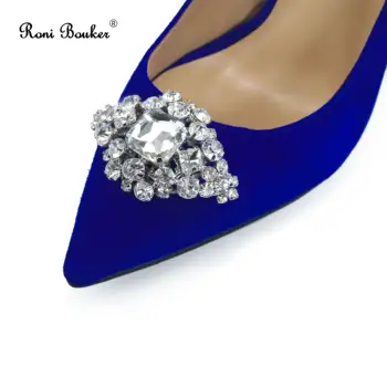Roni Bouker Femei Pompe Tocuri inalte Doamnelor piele de Căprioară Piele de Cristal Slip-on de Primăvară a Subliniat Unic de Pantofi de Femeie Petrecere de Nunta