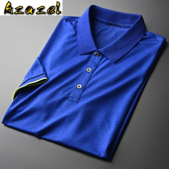 Vara Lyocell Mens T-shirt-uri de Lux, cu Maneci Scurte Culoare Solidă de sex Masculin Albastru T-shirt Plus Dimensiune 4xl Moda Slim Casual Om Tee