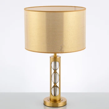 SGROW Aur Rotund Abajur Lampa de Masa Pentru Living Dormitor Cupru Cristal Birou Lumini Lampara Studiu Pânză Corpuri de Iluminat