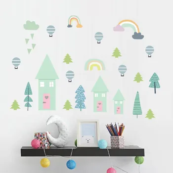 Zollor Ins Pădure de Copaci Curcubeu DIY Autocolant de Perete Stil Nordic Camera pentru Copii Pepinieră Cămin Murală Decalcomanii Cabinet Frigider Decortion