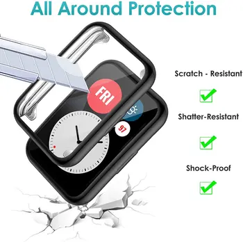 Placat cu Capac Pentru Huawei Watch se potrivesc Caz Smartwatch TPU Bara de protecție Toate-în Jurul valorii de Ecran Protector pentru Huawei Watch a se potrivi Accesorii